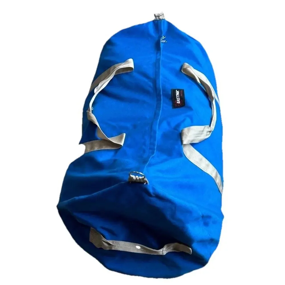 Vintage 80s Eastpak Blue Canvas Duffel Bag XXL Carry On Gym Travel Weekender